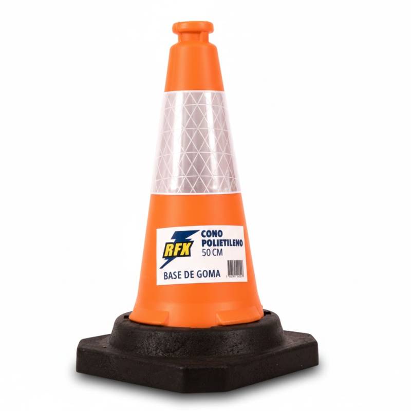 Cono De 50 Cm  Base De Goma(2.5Kg)  Naranja Con Reflectivo